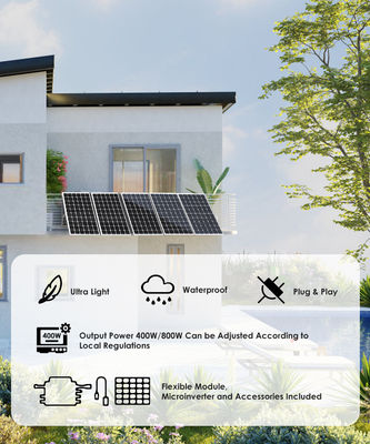 800W Monocrystalline Solar Panel with Micro Inverter Complete Home Kit for Balcony Solar System for Balkonkraftwerk