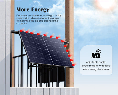 For Balkonkraftwerk Complete Off-Grid Solar Panel Kit Monocrystalline Silicon Balcony Mount Home Power System