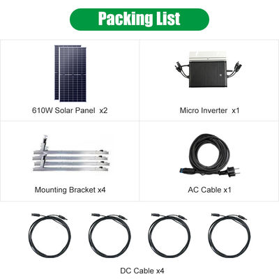 Avcon 1200W Monocrystalline Balcony Solar System Complete Home Micro Inverter Kit for Balkonkraftwerk Solar Panel Set